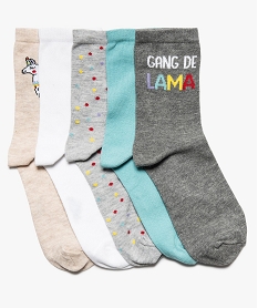 GEMO Chaussettes femme thème lama (lot de 5) Beige