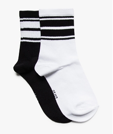 chaussettes de sport pour femme avec tige rayee (lot de 2) blanc8693001_1