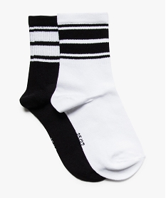 GEMO Chaussettes de sport pour femme avec tige rayée (lot de 2) Blanc