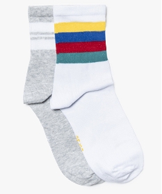 chaussettes femme avec tige rayee (lot de 2) blanc chaussettes8693301_1