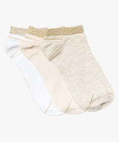 GEMO Chaussettes ultra-courtes avec paillettes sur la tige femme (lot de 3) beige standard