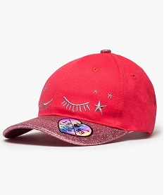 casquette fille a visiere pailletee et broderie sur lavant rose8696901_1