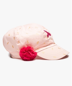 casquette fille gavroche a ananas dores et fleur textile rose8697401_1