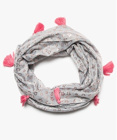 GEMO Foulard fille snood à motifs brillants et pompons Gris