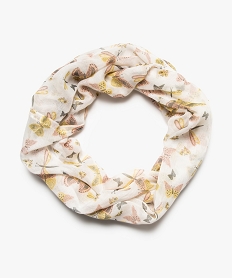 GEMO Foulard fille snood en voile à motif papillons Blanc