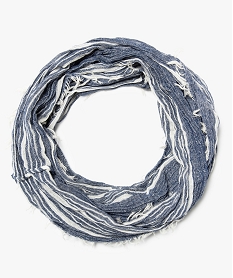 GEMO Foulard garçon snood façon chèche à rayures et franges Bleu