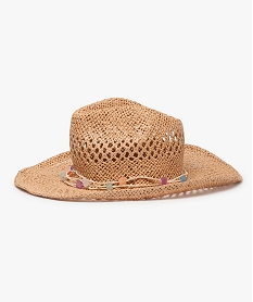 chapeau femme en papier avec perles colorees brun8711501_1