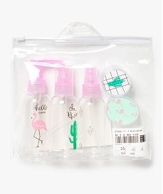 GEMO Kit de voyage avec flacons et pots en trousse (7 pièces) Multicolore