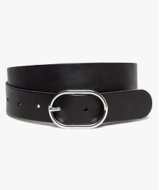 GEMO Ceinture femme large en cuir à boucle anneau Noir