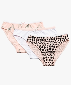 GEMO Slips fille en coton stretch motif girafes (lot de 3) Multicolore