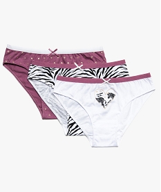 culotte fille en coton stretch motif zebre (lot de 3) multicolore8722701_1