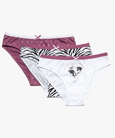 GEMO Culotte fille en coton stretch motif zèbre (lot de 3) coloris assortis