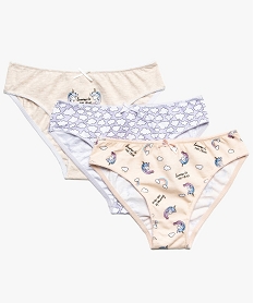 GEMO Culottes fille en stretch imprimé licorne (lot de 3) Multicolore