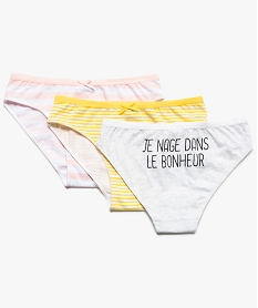 GEMO Culottes fille en coton stretch motif poisson (lot de 3) dore