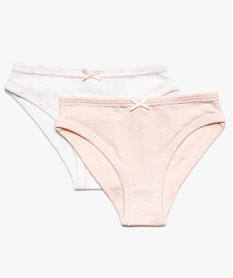 GEMO Culottes fille en coton bio à finition dentelle (lot de 2) Multicolore