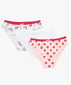 culotte fille en coton stretch a motifs arc-en-ciel  (lot de 3) multicolore8723401_1