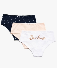 GEMO Shorties fille en coton stretch à pois (lot de 3) coloris assortis