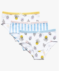 GEMO Shorties fille en coton stretch imprimé marin (lot de 3) Multicolore