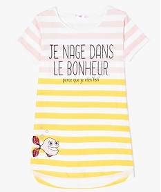 GEMO Chemise de nuit fille rayée avec imprimé pailleté Imprimé