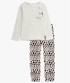 GEMO Pyjama fille à motif girafe et paillettes Gris