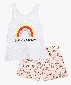 GEMO Pyjashort fille arc-en-ciel à débardeur dos portefeuille Gris