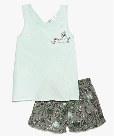 GEMO Pyjashort fille à motif floral et dos croisé Vert