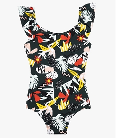 GEMO Maillot de bain fille imprimé tropical épaules volantées Imprimé