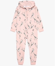 GEMO Combinaison pyjama fille à capuche imprimée et motif girafes Imprimé