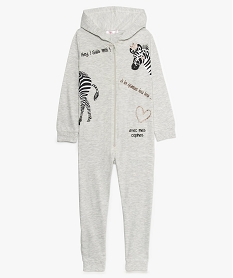 GEMO Combinaison pyjama fille à motif zèbre et paillettes Gris