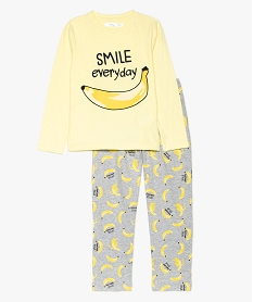 GEMO Pyjama garçon en coton épais imprimé banane (2 pièces) Jaune