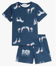 GEMO Pyjashort garçon à motif zèbre multicolore kaki fonce