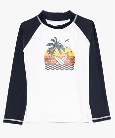 tee-shirt garcon bicolore special plage a manches longues blanc8733201_1