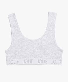 GEMO Brassière fille côtelée à dos nageur et bande élastique imprimée gris standard