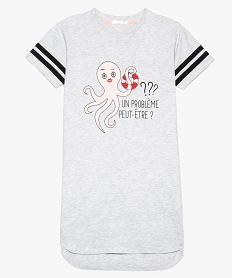 GEMO Chemise de nuit fille avec motif méduse Gris