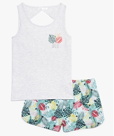 GEMO Pyjashort fille motif tropical ouvert dans le dos Gris