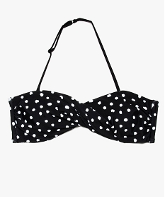 GEMO Haut de maillot de bain fille bandeau à pois bretelle amovible Imprimé