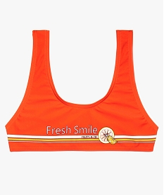 GEMO Haut de maillot de bain fille forme brassière avec motifs agrumes Orange