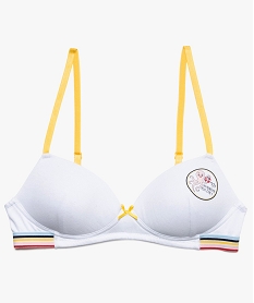GEMO Soutien-gorge fille multicolore à bonnets paddés Blanc