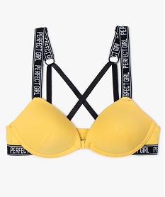 GEMO Soutien-gorge fille à bonnets paddés avec fermeture à lavant Jaune