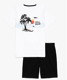 pyjashort garcon avec tee-shirt a motifs palmiers et short uni blanc8745801_1