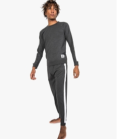 GEMO Pyjama homme avec bandes contrastantes Gris