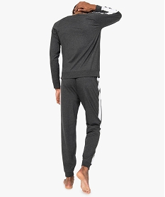 pyjama homme avec bandes contrastantes gris pyjamas et peignoirs8751201_3