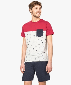 GEMO Pyjama homme tee-shirt à manches courtes imprimé et short uni Imprimé