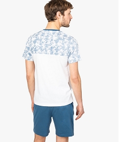 pyjama homme tee-shirt bicolore et short uni blanc8752201_3