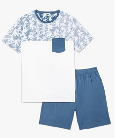 pyjama homme tee-shirt bicolore et short uni blanc pyjamas et peignoirs8752201_4
