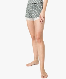 GEMO Short de nuit femme fluide avec finition dentelle Gris