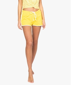 GEMO Short femme homewear à lien coulissant Jaune