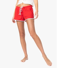GEMO Short femme homewear à lien coulissant Rouge