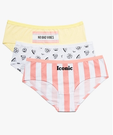 GEMO Shorty imprimé pour femme en coton stretch (lot de 3) Multicolore