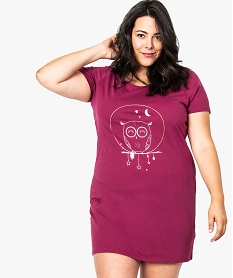chemise de nuit a manches courtes avec motifs femme grande taille violet8758901_1